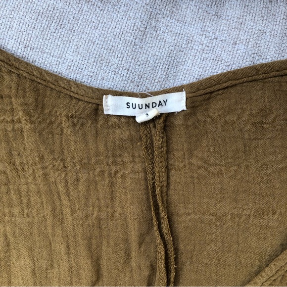 SUUNDAY GAUZE DOLMAN TOP IN TAPENADE sz S - Picture 7 of 8
